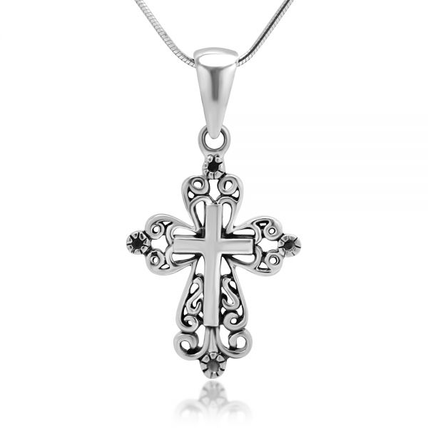 White Gold Snake Chain With Cross 01 Diamond Cross Snake Chain