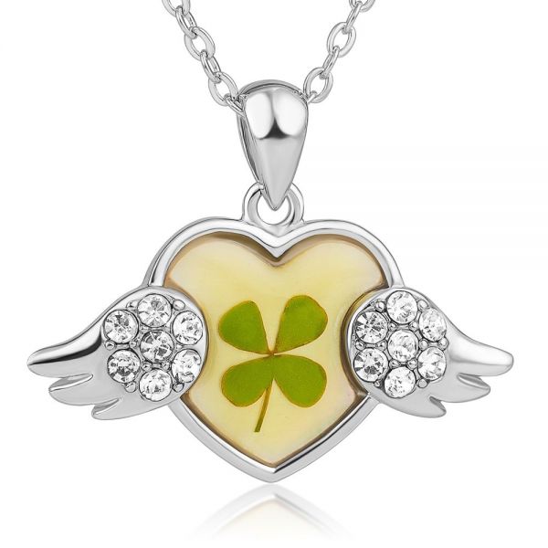 Lucky Four Leaf Clover Necklaces for Women Heart Pendant Chain Necklac – I  Love Heartstrings