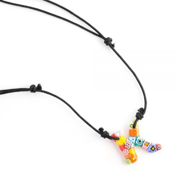 SUVANI Millefiori Murano Glass Multi-Colored Initial Letter