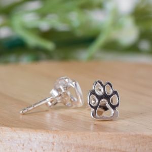 SUVANI 925 Sterling Silver Tiny Little Paw Print Dog Puppy Cat Pet Lovers Open Post Stud Earrings 8 mm