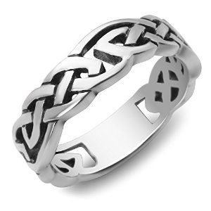 925 Sterling Silver Celtic Knot Eternity Trinity Classic Band Ring Size 8