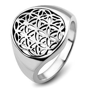 925 Sterling Silver Open Filigree Flower Egg Seed of Life Ancient Symbol Round Band Ring Size 6