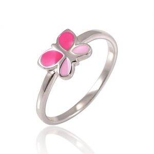 925 Sterling Silver Fuchsia Pink Little Butterfly Band Ring Children Jewelry Size 4 – Nickel Free
