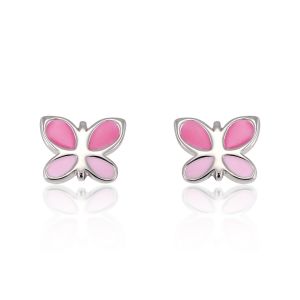 SUVANI Children's 925 Sterling Silver Tiny Pink Butterfly 7 mm Post Stud Earrings