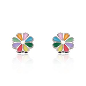 SUVANI 925 Sterling Silver Tiny Multi-Colored Sunflower 8 mm Post Stud Earrings