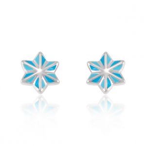 Children's 925 Sterling Silver Blue Snowflake 10 mm Post Stud Earrings