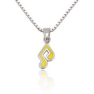 Children's 925 Sterling Silver Yellow Music Note Melody Pendant Necklace, 13-15 inches