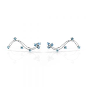 SUVANI 925 Sterling Silver Sparkling Blue Swarovski Crystal Flower Vine Cuff Earrings