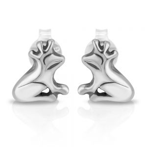 SUVANI 925 Sterling Silver Tiny Little Frog Prince Fairy Tale Story Animal Post Stud Earrings 8 mm 