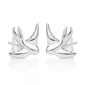 SUVANI Sterling Silver Flying Tiny Little Birds High Polished Post Stud Earrings 15 mm