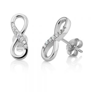 SUVANI Sterling Silver CZ Cubic Zirconia Infinity Eternity Endless Love Symbol 15 mm Post Stud Earrings