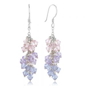 SUVANI Sterling Silver Sweet Candy Pastel Colored Faceted Swarovski Crystal Beads Dangle Earrings 1.5"