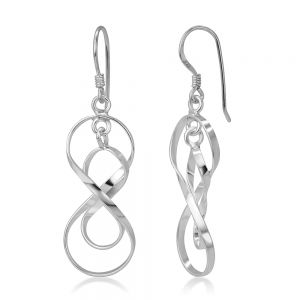 SUVANI Sterling Silver Spiral Dangling Infinity Eternity Endless Love Symbol Dangle Hook Earrings 1.6"