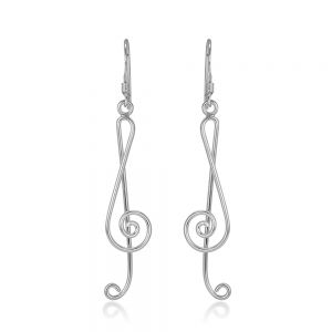 SUVANI Sterling Silver Treble G Clef Musical Note Music Lover Dangle Hook Earrings 2"