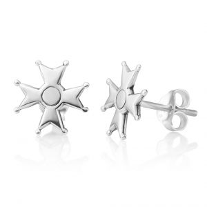 SUVANI Sterling Silver North Star Grand Maltese Cross Star of a Knight Symbol Stud Earrings 10 mm