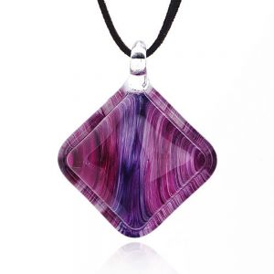 SUVANI Hand Blown Venetian Murano Glass Purple and Pink Pendant Necklace, 18-20 inches