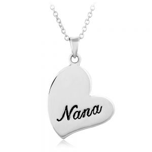 SUVANI Sterling Silver"Nana" Heart Grandmother Grandma Pendant Necklace, 18 inches