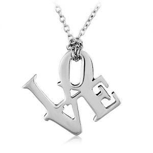 SUVANI Sterling Silver Love Word Girlfriend, Spouse or Daughter Pendant Necklace, 18 inches