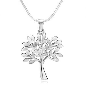 SUVANI Sterling Silver Tree of Life Symbol Charm Pendant Necklace, 18 inch Snake Chain