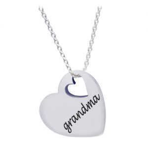 925 Sterling Silver "Love Grandma" Heart Grandmother Pendant Necklace, 18 inches