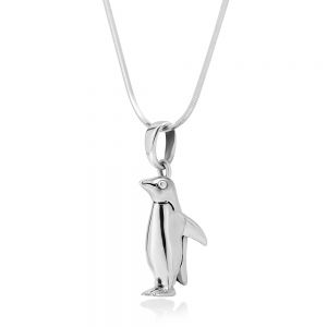 SUVANI 925 Sterling Silver Penguin Bird Animal Lover Pendant Necklace, 18 inch Snake Chain