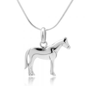 SUVANI Sterling Silver Horse Pony Charm Equestrian Cowgirl Pendant Necklace, 18 inch Snake Chain