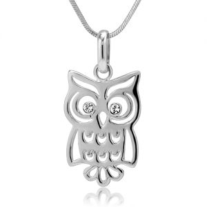 925 Sterling Silver Cubic Zirconia CZ Owl Bird Pendant Necklace, 18 inches - Nickel Free