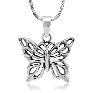 SUVANI 925 Oxidized Sterling Silver Celtic Butterfly Animal Lovers Pendant Necklace, 18 inches