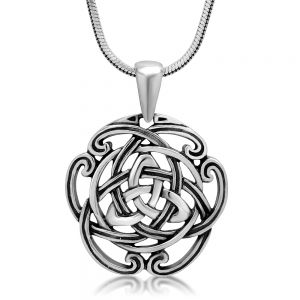 SUVANI 925 Sterling Silver Triquetra Trinity Celtic Knot Open Round Pendant Necklace, 18 inches