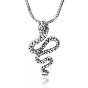 SUVANI 925 Oxidized Sterling Silver Cobra Snake Pendant Necklace, 18 inches