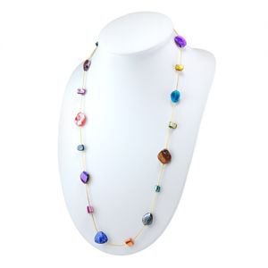 Natural Dyed Multi-colored Shell Glass Beads Long Opera Length Necklace, 31 inch - Nickel Free