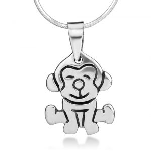 SUVANI 925 Sterling Silver Monkey Cartoon Animal Pendant Necklace, 18 inches - Nickel Free