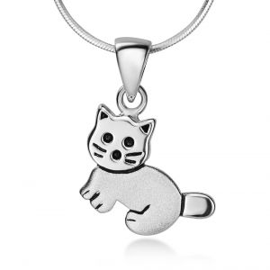 SUVANI 925 Sterling Silver Adorable Kitty Cat, Cartoon Animal Pendant Necklace, 18 inches - Nickel Free