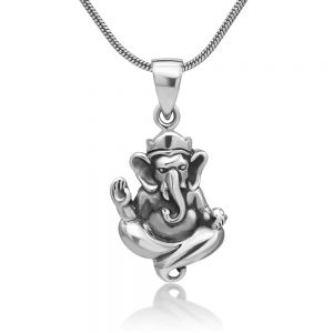 SUVANI 925 Sterling Silver Hindu Ganesh Ganesha Elephant Gods of success Pendant Necklace, 18 inches