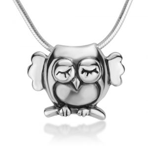 SUVANI 925 Sterling Silver Little Owl Bird Standing on Tree Branch Pendant Necklace, 18 inches