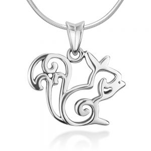 SUVANI 925 Sterling Silver Open Squirrel Pendant Necklace Italian Sterling Silver Snake Chain 18 inches