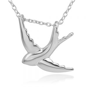 SUVANI Sterling Silver Dove Bird Peace Love Symbol Pendant Necklace 17.5'' Women Jewelry