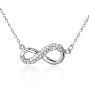 SUVANI 925 Sterling Silver CZ Infinity Eternity Endless Love Symbol Pendant Adjustable Necklace 16"-18"