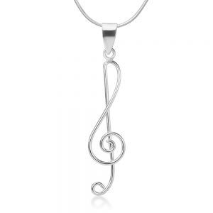SUVANI 925 Sterling Silver Treble G Clef Musical Note Music Lover Pendant Necklace Silver Chain 18 inches