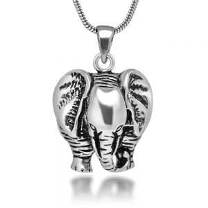 SUVANI Sterling Silver 15 mm Asian Elephant Pendant Necklace, 18 Inch Snake Chain