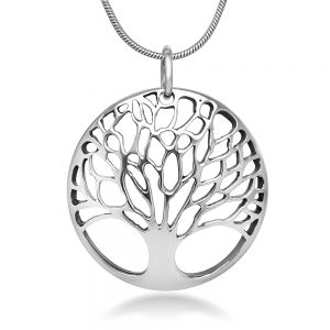 SUVANI Sterling Silver 26 mm Open Filigree Ancient Tree of life Symbol Round Pendant Necklace 18''