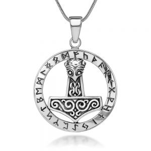 SUVANI 925 Sterling Silver The Hammer of Thor Mjolnir Viking Symbol Pendant Necklace, 18 inches