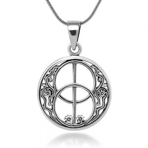 SUVANI Sterling Silver 22 mm Chalice Well Peace Garden Symbol of Avalon Glastonbury Amulet Necklace 18"