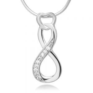 SUVANI 925 Sterling Silver Cubic Zirconia CZ Infinity Endless Love Symbol Heart Pendant Necklace 18"