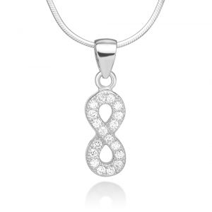 SUVANI 925 Sterling Silver Cubic Zirconia CZ Infinity Eternity Endless Love Pendant Necklace 18"
