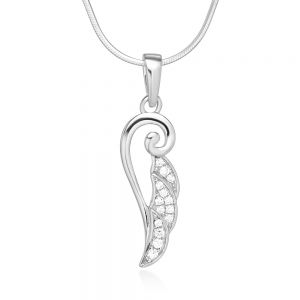 925 Sterling Silver Cubic Zirconia CZ Angel Wings Pendant Necklace, 18 inches