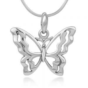 SUVANI 925 Sterling Silver Open Filigree Beautiful Butterfly Pendant Necklace for Women, 18 Inches Chain