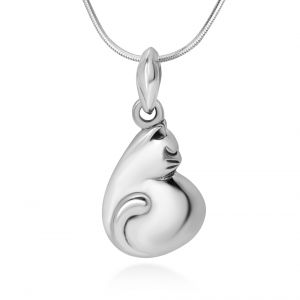 SUVANI 925 Sterling Silver Cute Chubby Cat Fat Kitty Kitten Pendant Necklace for Women, 18" Chain