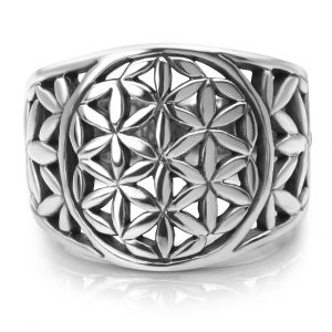 925 Sterling Silver Detailed Flower of Life Mandala Filigree Large Band Ring Size 6, 7, 8