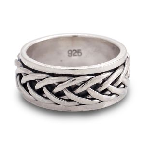 925 Oxidized Sterling Silver Woven Celtic Knot Rope Design Eternity Band Ring Unisex Size 6, 7, 8